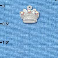 C3159 - Silver Crown with 3 Clear AB Swarovski Crystals - Silver Charm (6 per package)