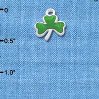 C3170 - Translucent Green Shamrock - Silver Charm (6 per package)