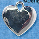 C3181 - Large Flat Shiny Silver Heart (6 per package)