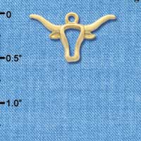 C3257 - Large Longhorn Head Outline Gold Charm (6 charms per package)