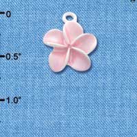 C3260 - Pearl Pink Plumeria Flower - Silver Charm (6 charms per package)