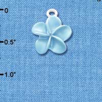C3261 - Pearl Blue Plumeria Flower - Silver Charm (6 charms per package)