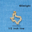 C3268 ctlf - Clear Swarovski Crystal Open Texas - Gold Charm (2 per package)