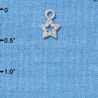 C3291 - Mini Clear Swarovski Crystal Star - Silver Charm ( 6 charms per package)