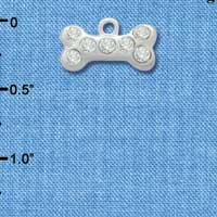 C3298 - Medium Clear Swarovski Crystal Dog Bone - Silver Charm (2 per package)