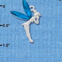 C3314 - Large Silver Fairy with Blue Resin Wings - Silver Charm (6 charms per package)
