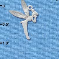 C3315 - Large Silver Fairy with Clear Resin Wings - Silver Charm (6 charms per package)