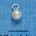 C3361+ - 6mm Glass Pearl with Fancy Eye Pin - Silver Charm (6 charms per package)