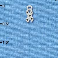 C3339 - Mini Silver ribbon with Paw Prints - Silver Charm (6 charms per package)