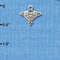 C3352+ - Mini Antiqued Silver Heart with Dots - 2 Sided - Silver Charm (6 charms per package)