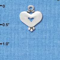 C3355+ - Large Silver Heart with Cutout - 2 Sided - Silver Charm (6 charms per package)