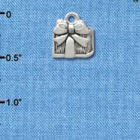 C3357 - Small Antiqued Silver Present - Silver Charm (6 charms per package)