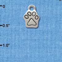 C3369+ - Mini Silver Paw - 2 Sided - Silver Charm (6 charms per package)