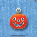 C3421-SOLID  tlf - Orange Jack O'Lantern Pumpkin - Silver Plated Charm (6 charms per package)