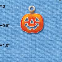 C3421 - Translucent Orange Jack O'Lantern Pumpkin - Silver Charm (6 charms per package)