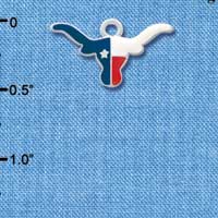 C3449 - Red, White, Blue Texas Longhorn - Silver Charm (6 charms per package)