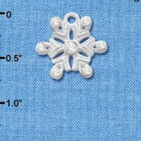 C3450 tlf - Snowflake with 7 Clear Swarovski Crystals - Silver Charm (2 per package)