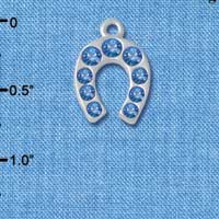 C3452 tlf - Blue Swarovski Crystal Horseshoe - Silver Charm (2 per package)