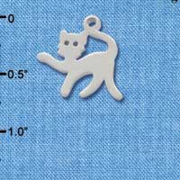 C3466 tlf - Silver Arching Back Cat - 2-D - Silver Charm