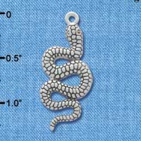C3467 tlf - Large Silver Antiqued Snake - Silver Charm