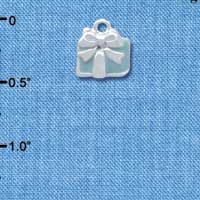 C3505 tlf - Small Light Blue Enamel Present - Silver Charm