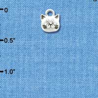 C3518 tlf - Mini Cat Face - Silver Charm