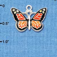 C3547 tlf - Large Monarch Butterfly with 6 AB Swarovski Crystals - Silver Charm