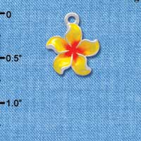 C3571 tlf - Yellow and Orange Plumeria Flower - Silver Charm