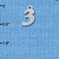 C3627 tlf - Silver Number 3 - Silver Charm (6 per package)