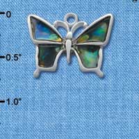 C3638 tlf - Large Shell Inlay Butterfly - Silver Charm (2 per package)