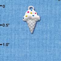 C3642 tlf - 2-D Vanilla Ice Cream Cone with Sprinkles - Silver Charm (6 per package)