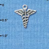 C3650 tlf - 2-D Caduceus - Silver Charm (6 per package)