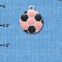 C3653 tlf - 2-D Pink Soccerball - Silver Charm (6 per package)