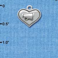 C3654 tlf - 2-D Silver Heart with Megaphone - Silver Charm (6 per package)