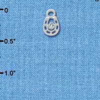 C3664 tlf - Mini Horseshoe with Clear Swarovski Crystal - Silver Charm (6 per package)