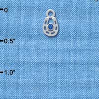 C3665 tlf - Mini Horseshoe with Blue Swarovski Crystal - Silver Charm (6 per package)