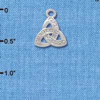 C3674 tlf - Small 2-D Silver Faux Stone Trinity Knot - Silver Charm (6 per package)
