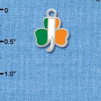 C3682 tlf - 2-D Irish Flag Shamrock - Silver Charm (6 per package)