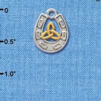 C3684 tlf - Silver Horseshoe with Gold Trinity Knot - Im. Rhodium Charm (6 per package)