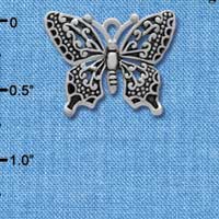 C3732 tlf - Large Fancy Silver Butterfly - Silver Charm (6 per package)