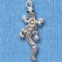 C3733 tlf - AB Swarovski Crystal Green Eyed Lizard - Silver Charm (2 per package)