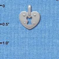 C3734 tlf - Silver Heart Lock - Silver Charm (6 per package)