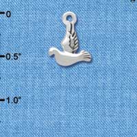 C3748 tlf - 2-D Small Silver Dove - Silver Charm (6 per package)