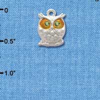 C3759 tlf - Silver Owl with Peridot Swarovski Crystal Eyes - Silver Charm (6 per package)