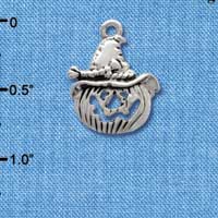 C3764 tlf - Silver Jack O'Lantern with Witch Hat - Silver Charm (6 per package)