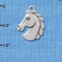 C3767 tlf - 2-D Large Classic Horse Head - Silver Charm (6 per package)