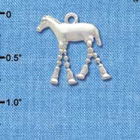 C3768 tlf - Horse with 4 Dangle Legs - Silver Charm (6 per package)