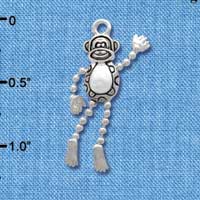 C3769 tlf - Monkey with 4 Dangle Limbs - Silver Charm (6 per package)