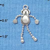 C3770 tlf - Dog with 4 Dangle legs - Silver Charm (6 per package)
