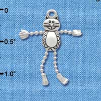 C3771 tlf - Cat with 4 Dangle Legs - Silver Charm (6 per package)